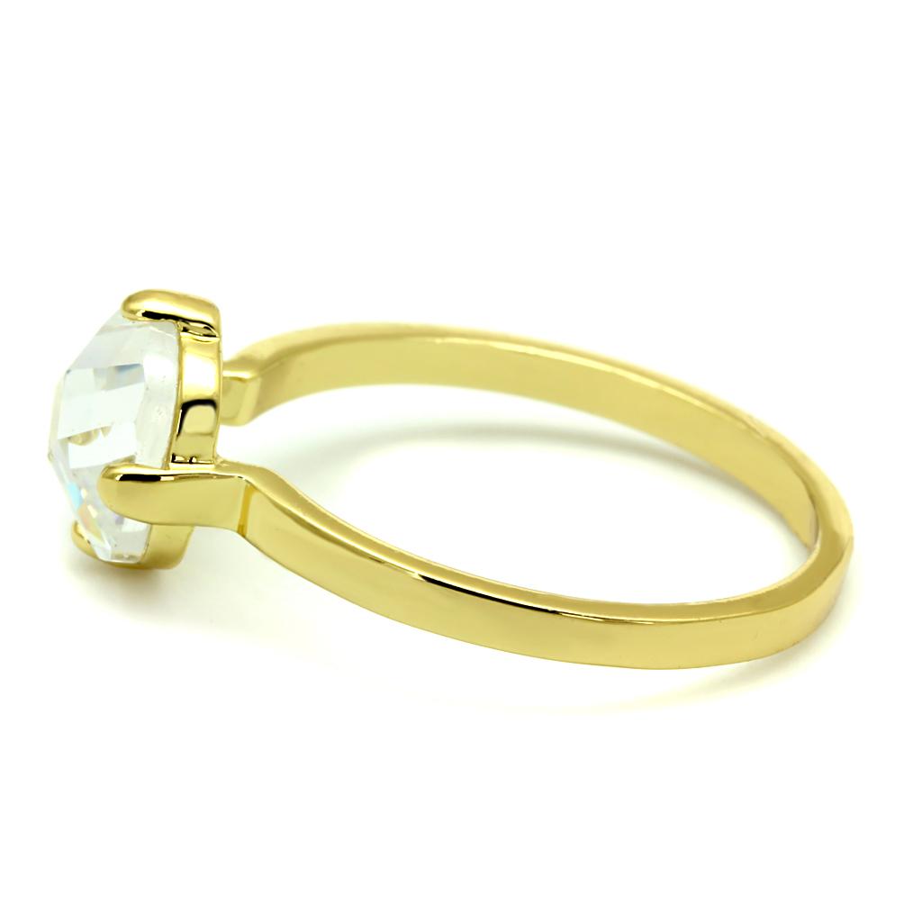 Flash Gold Brass Ring with AAA Grade CZ in Clear LO4078