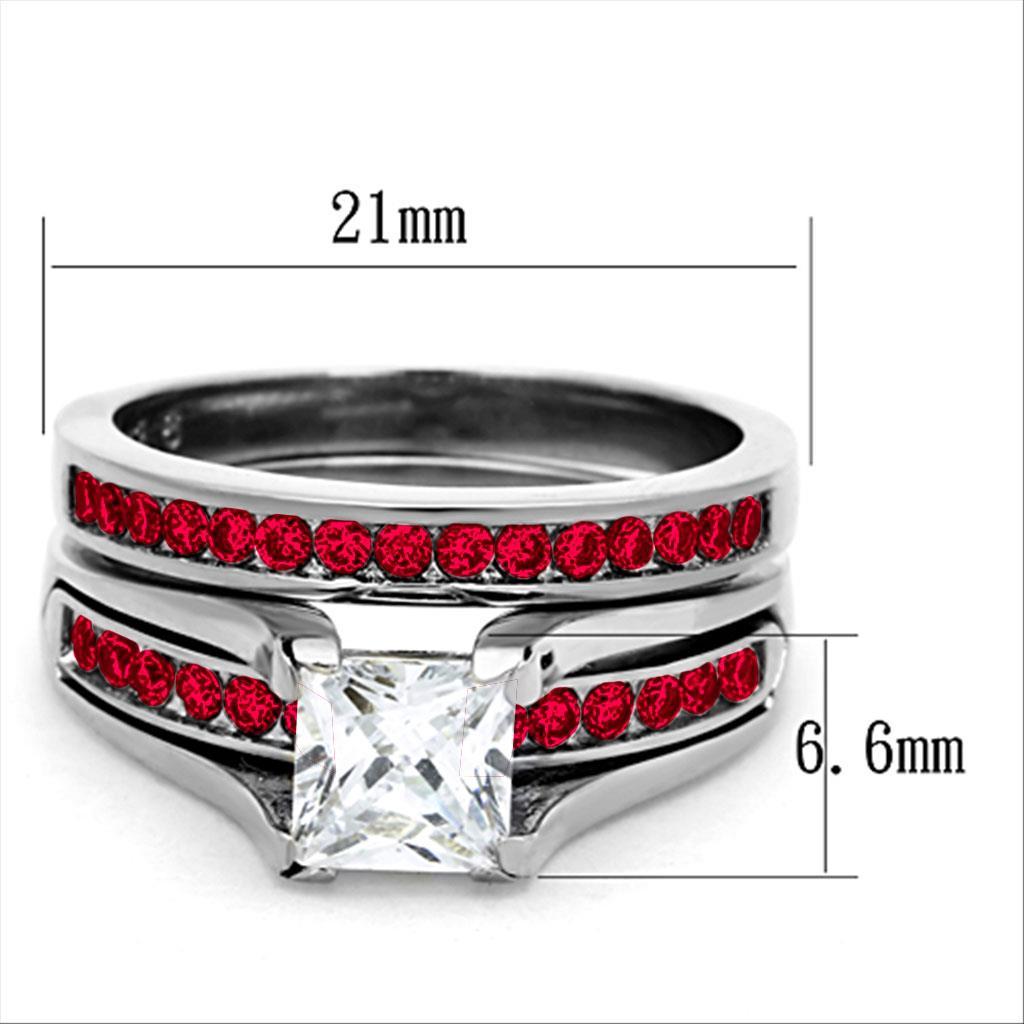 High polished (no plating) Stainless Steel Ring with AAA Grade CZ in Multi Color LOA1362