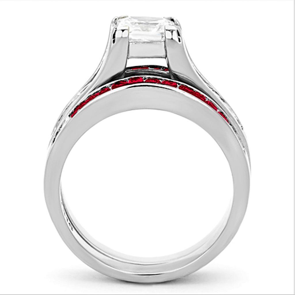 High polished (no plating) Stainless Steel Ring with AAA Grade CZ in Multi Color LOA1362