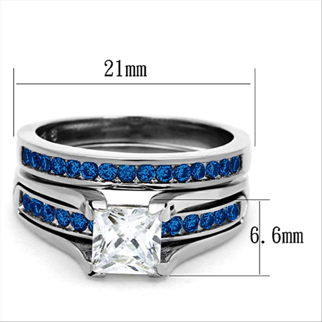 High polished (no plating) Stainless Steel Ring with AAA Grade CZ in Multi Color LOA1363