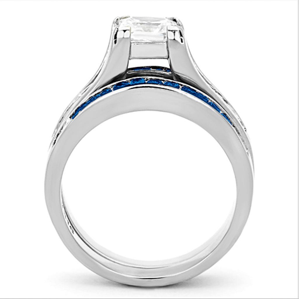 High polished (no plating) Stainless Steel Ring with AAA Grade CZ in Multi Color LOA1363