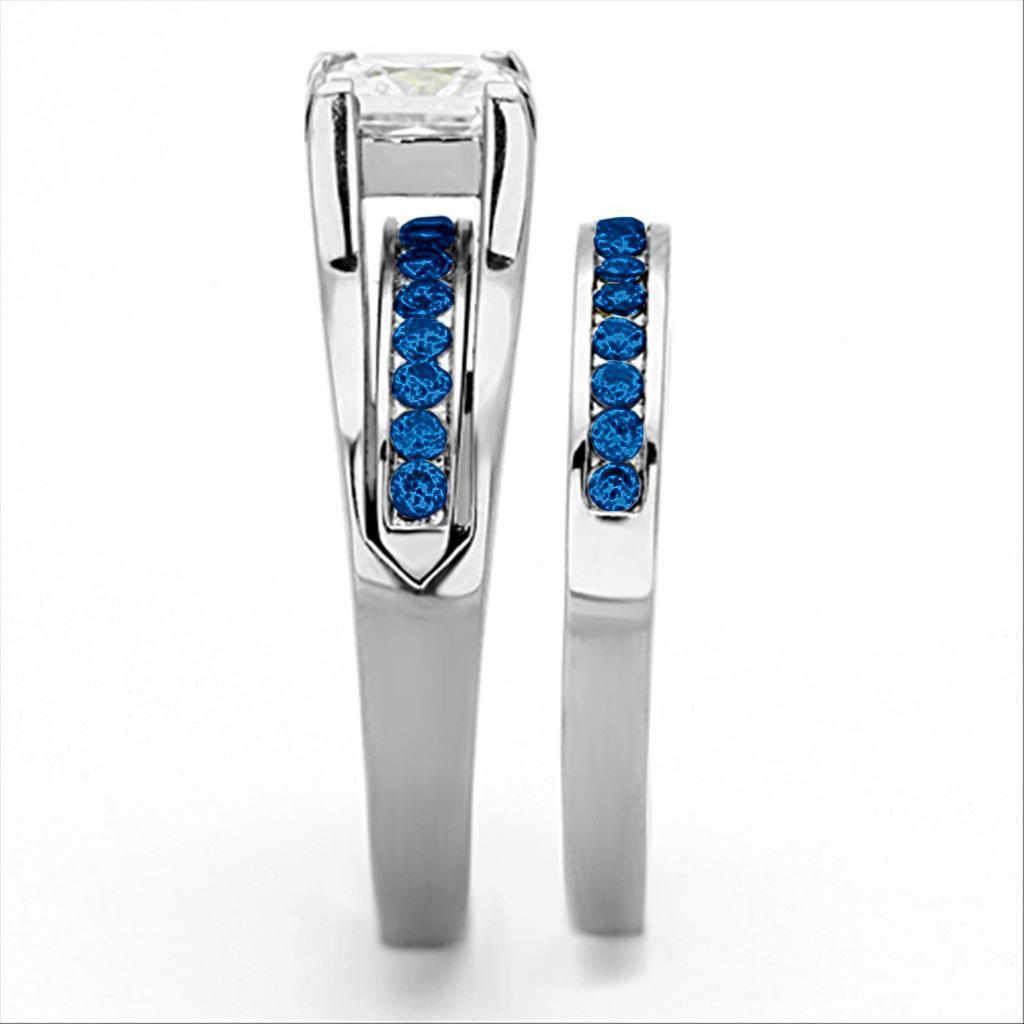 High polished (no plating) Stainless Steel Ring with AAA Grade CZ in Multi Color LOA1363
