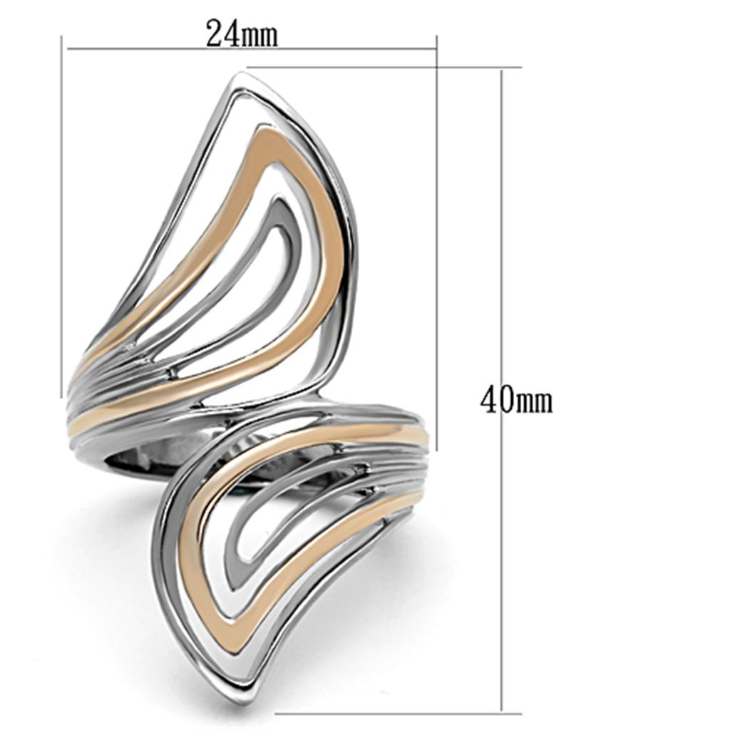 Two Tone IP Rose Gold Stainless Steel Ring with No Stone TK1292