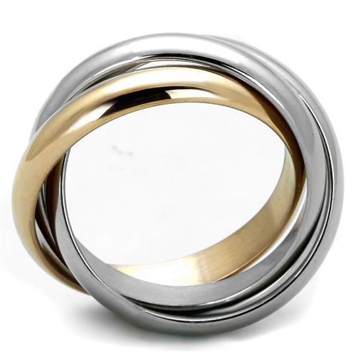 Two Tone IP Rose Gold Stainless Steel Ring with No Stone TK1670
