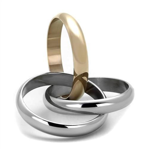 Two Tone IP Rose Gold Stainless Steel Ring with No Stone TK1670