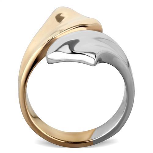 Two Tone IP Rose Gold Stainless Steel Ring with No Stone TK1793