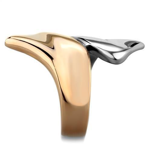 Two Tone IP Rose Gold Stainless Steel Ring with No Stone TK1793