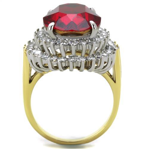 Two Tone IP Gold (Ion Plating) Stainless Steel Ring with Top Grade Crystal in Siam TK1893