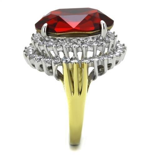 Two Tone IP Gold (Ion Plating) Stainless Steel Ring with Top Grade Crystal in Siam TK1893