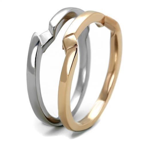 Two Tone IP Rose Gold Stainless Steel Ring with No Stone TK2031