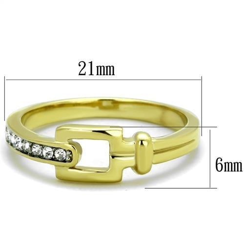 Two Tone IP Gold (Ion Plating) Stainless Steel Ring with Top Grade Crystal in Clear TK2164