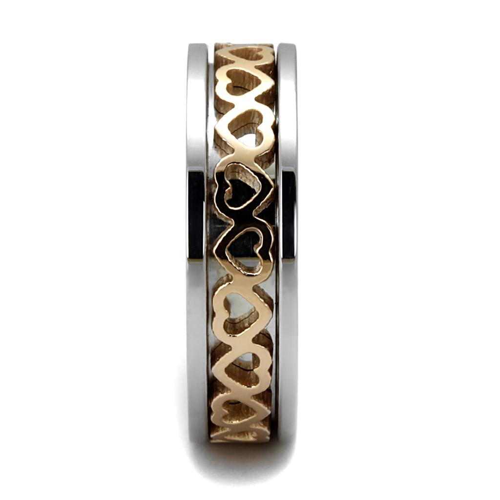 Two Tone IP Rose Gold Stainless Steel Ring with No Stone TK2398