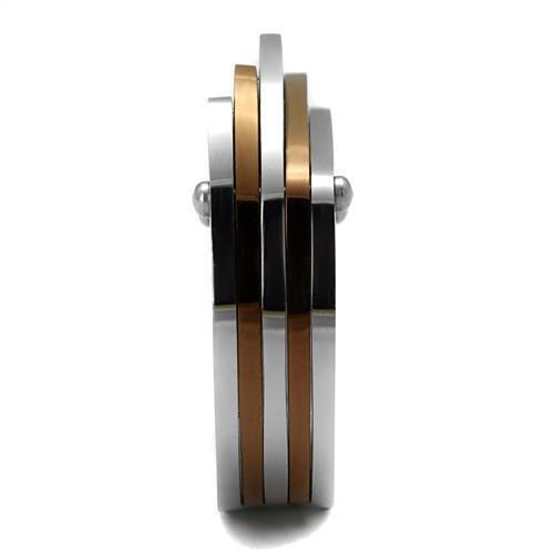 Two Tone IP Light Brown (IP Light coffee) Stainless Steel Ring with No Stone TK2404