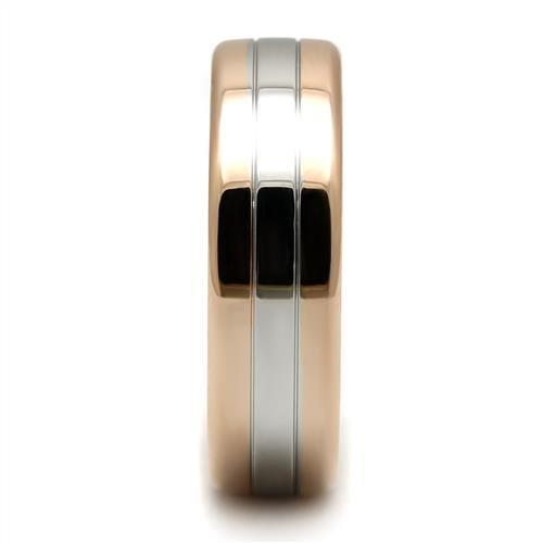 Two Tone IP Rose Gold Stainless Steel Ring with No Stone TK2569