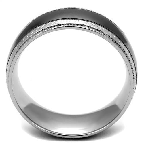 Two Tone IP Light Black (IP Gun) Stainless Steel Ring with No Stone TK2580