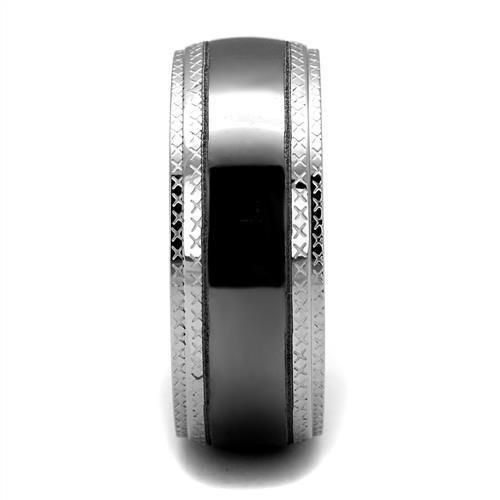Two Tone IP Light Black (IP Gun) Stainless Steel Ring with No Stone TK2580
