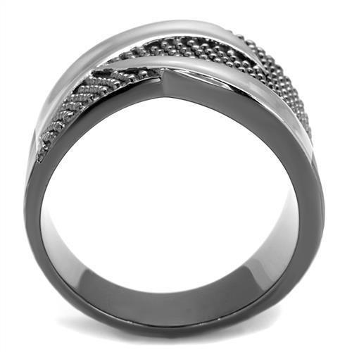 Two Tone IP Light Black (IP Gun) Stainless Steel Ring with No Stone TK2700