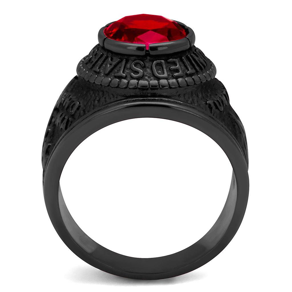 IP Black(Ion Plating) Stainless Steel Ring with Synthetic Synthetic Glass in Siam TK414703J