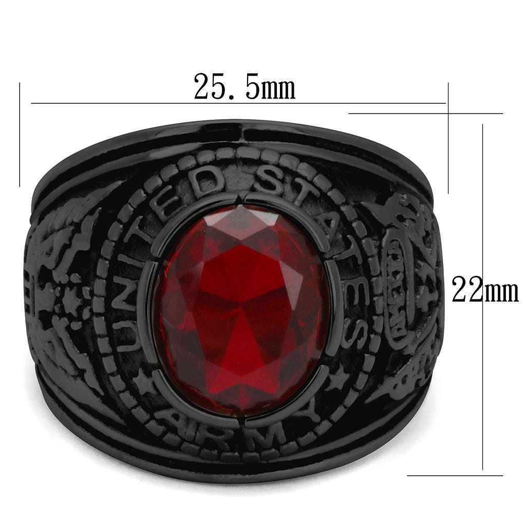 IP Black(Ion Plating) Stainless Steel Ring with Synthetic Synthetic Glass in Siam TK414706J