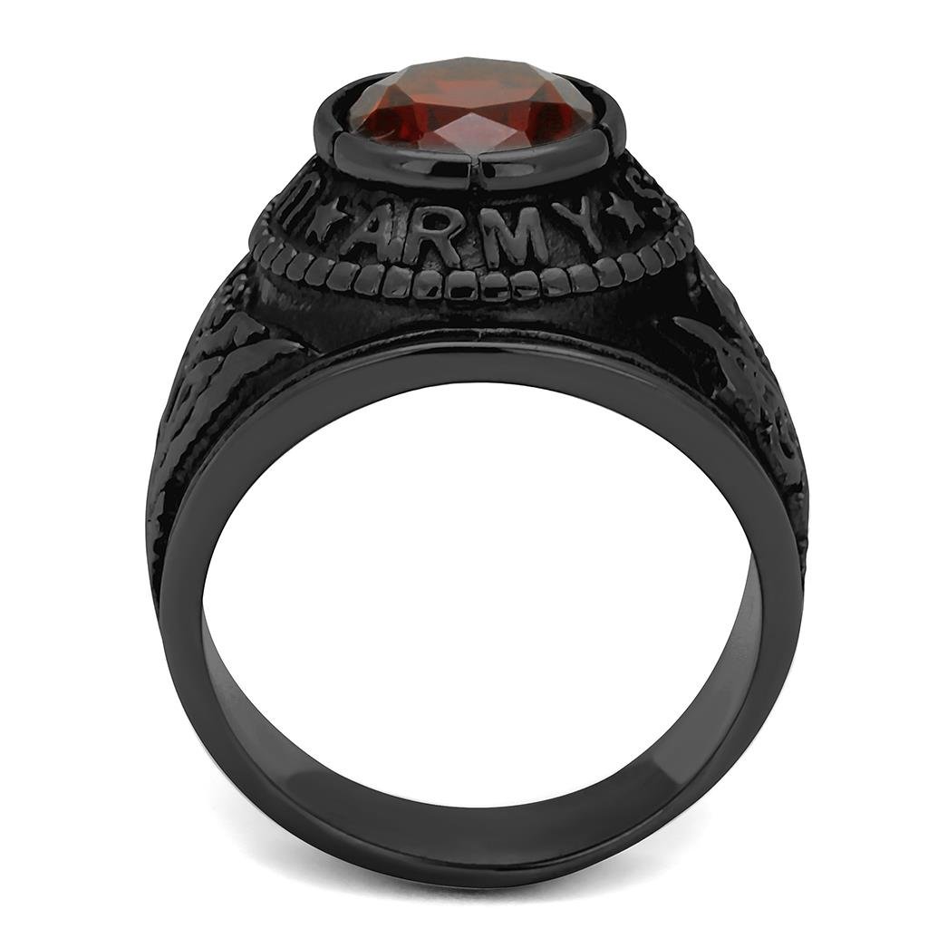IP Black(Ion Plating) Stainless Steel Ring with Synthetic Synthetic Glass in Siam TK414706J