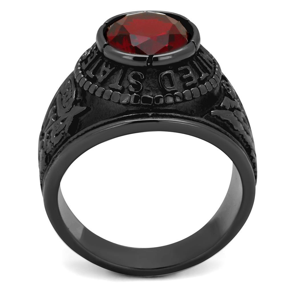 IP Black(Ion Plating) Stainless Steel Ring with Synthetic Synthetic Glass in Siam TK414706J