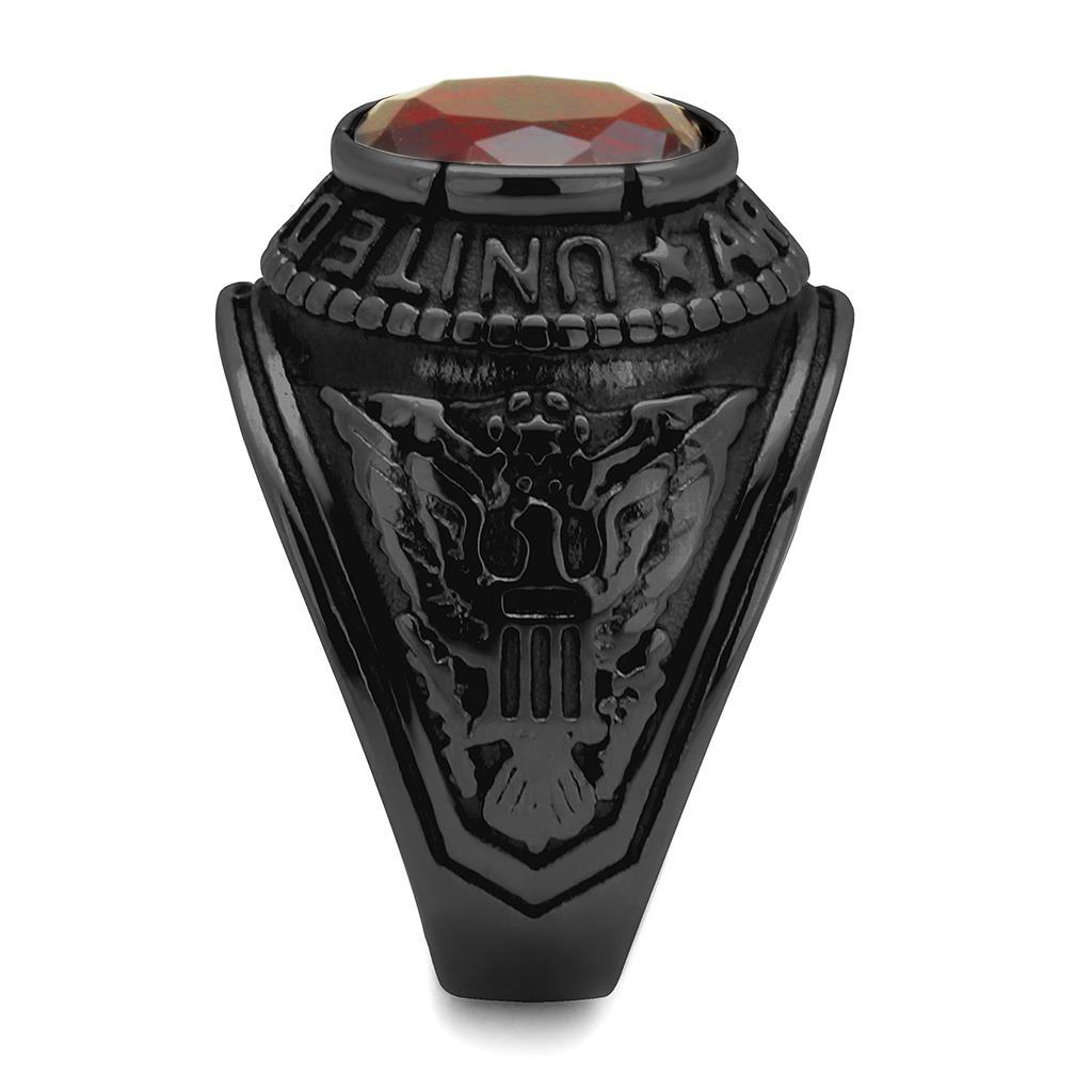 IP Black(Ion Plating) Stainless Steel Ring with Synthetic Synthetic Glass in Siam TK414706J