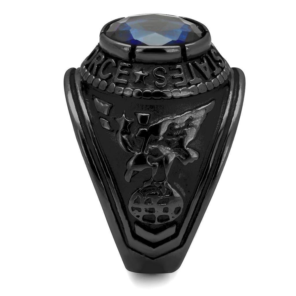 IP Black(Ion Plating) Stainless Steel Ring with Synthetic Synthetic Glass in Sapphire TK414708J