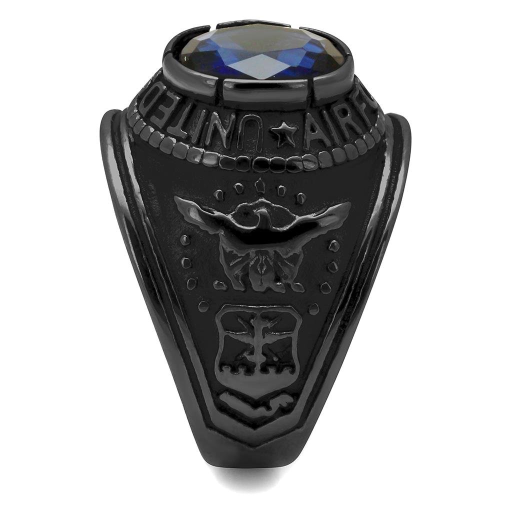 IP Black(Ion Plating) Stainless Steel Ring with Synthetic Synthetic Glass in Sapphire TK414708J