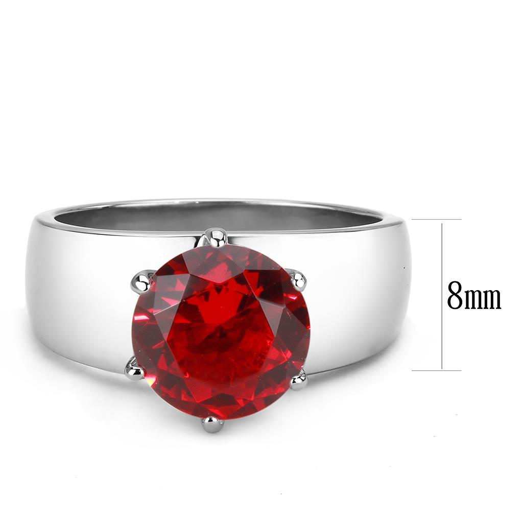 High polished (no plating) Stainless Steel Ring with Synthetic Synthetic Glass in Siam TK52007
