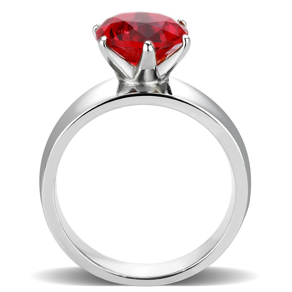 High polished (no plating) Stainless Steel Ring with Synthetic Synthetic Glass in Siam TK52007