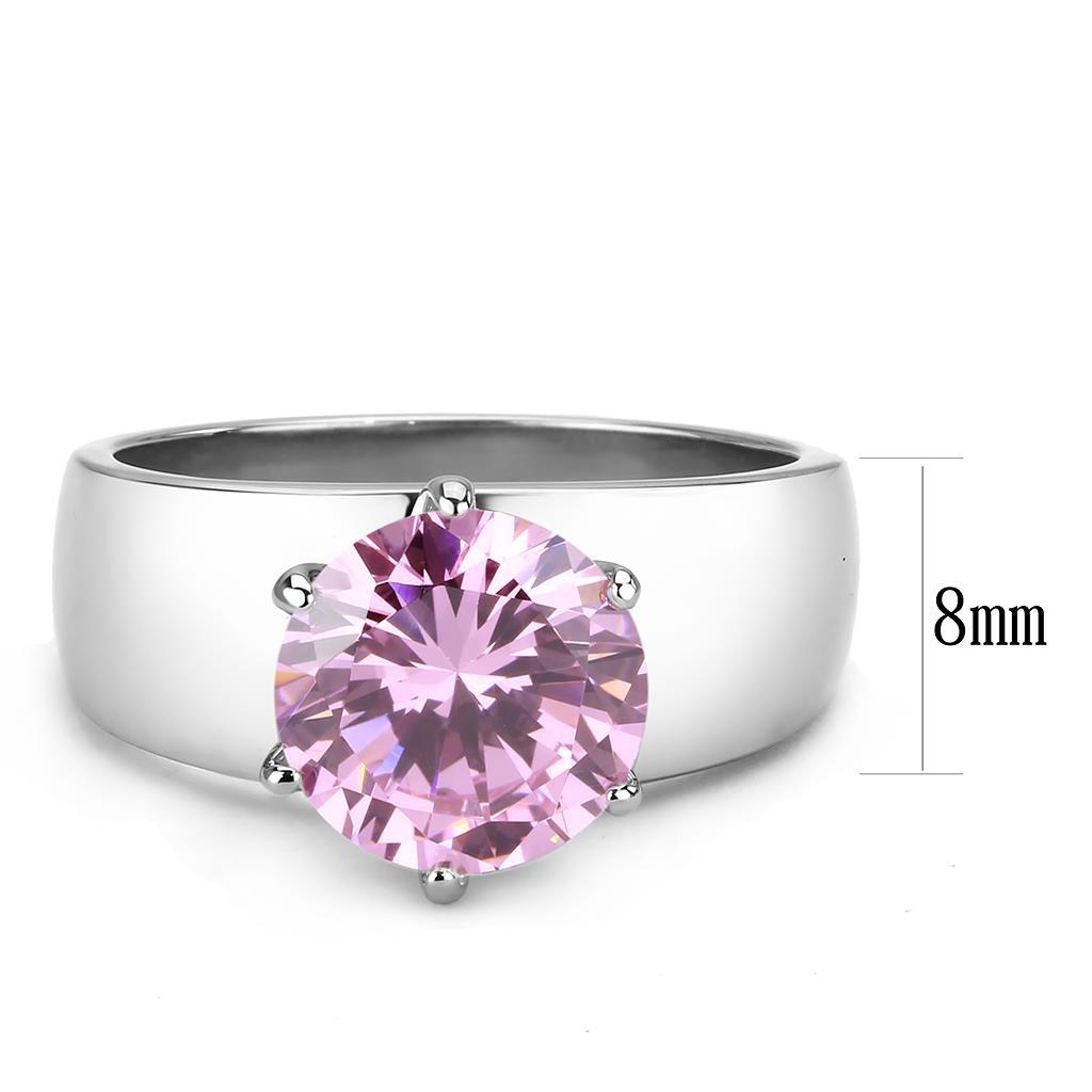 High polished (no plating) Stainless Steel Ring with AAA Grade CZ in Rose TK52010