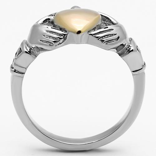 Two Tone IP Rose Gold Stainless Steel Ring with No Stone TK1156