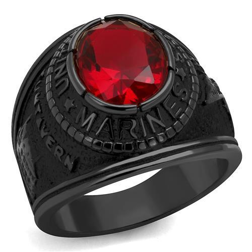 IP Black(Ion Plating) Stainless Steel Ring with Synthetic Synthetic Glass in Siam TK414703J