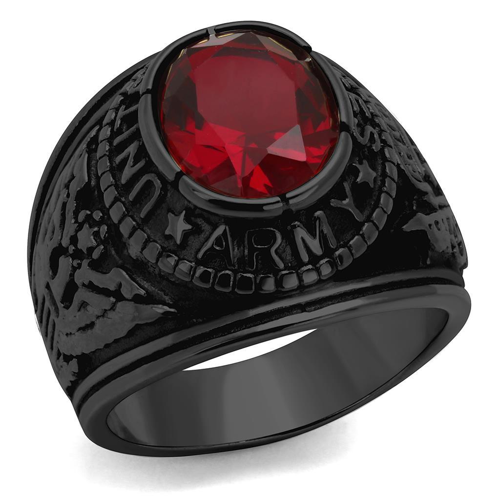 IP Black(Ion Plating) Stainless Steel Ring with Synthetic Synthetic Glass in Siam TK414706J
