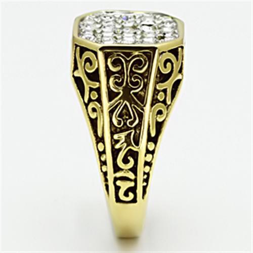 Two Tone IP Gold (Ion Plating) Stainless Steel Ring with Top Grade Crystal in Clear TK757