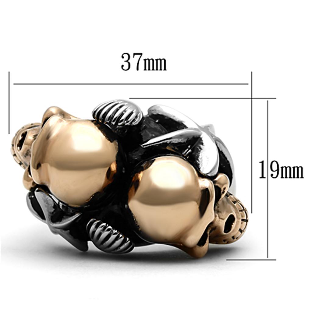 Two Tone IP Rose Gold Stainless Steel Ring with Epoxy  in Jet TK1119