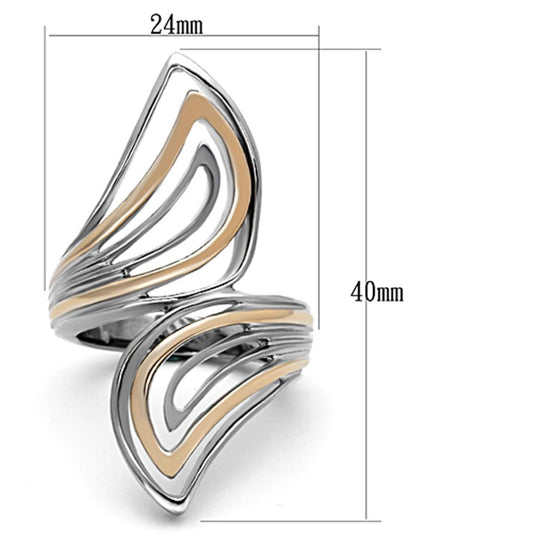Two Tone IP Rose Gold Stainless Steel Ring with No Stone TK1292