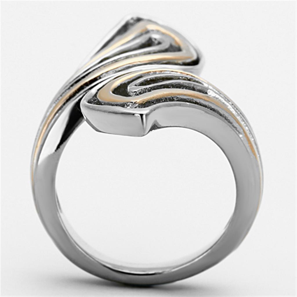 Two Tone IP Rose Gold Stainless Steel Ring with No Stone TK1292