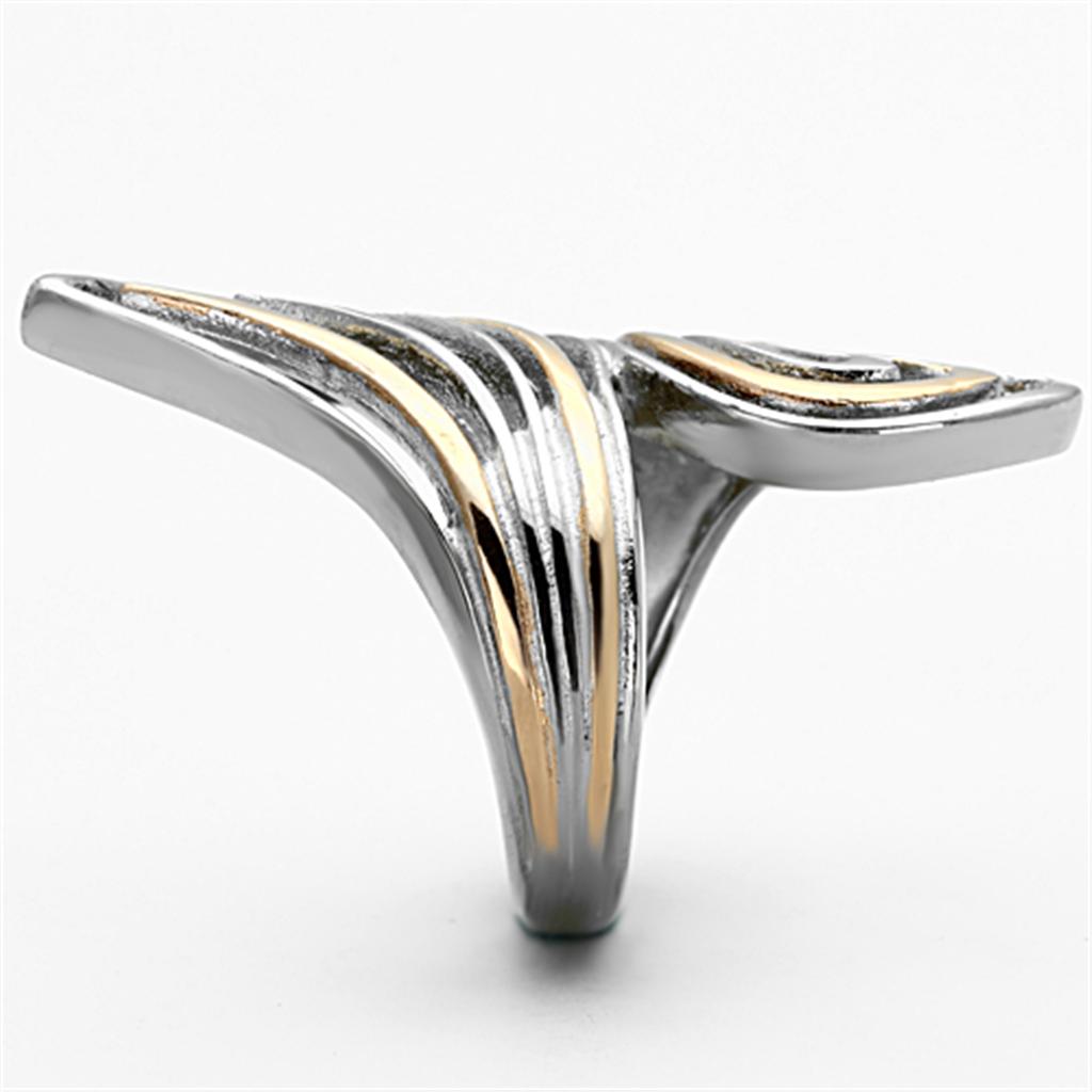 Two Tone IP Rose Gold Stainless Steel Ring with No Stone TK1292