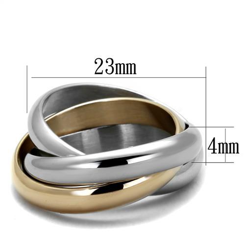 Two Tone IP Rose Gold Stainless Steel Ring with No Stone TK1670