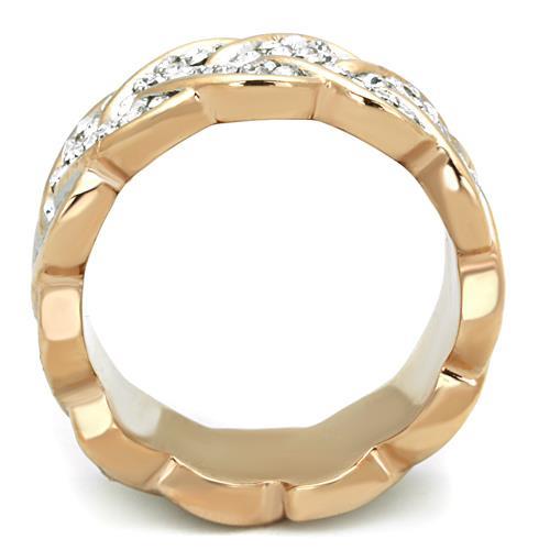 Two Tone IP Rose Gold Stainless Steel Ring with Top Grade Crystal  in Clear TK1691
