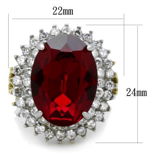 Two Tone IP Gold (Ion Plating) Stainless Steel Ring with Top Grade Crystal  in Siam TK1893