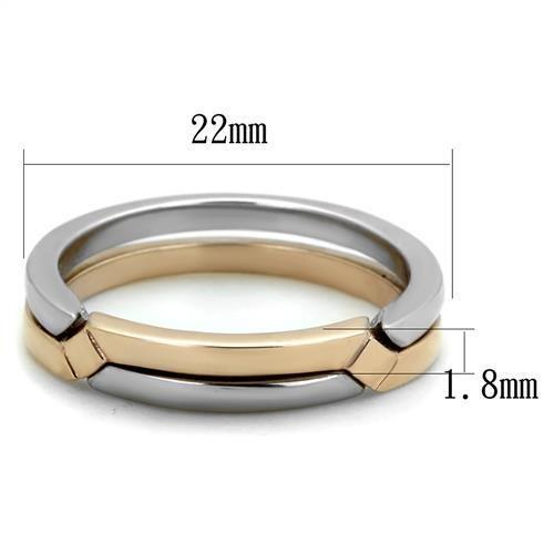 Two Tone IP Rose Gold Stainless Steel Ring with No Stone TK2031