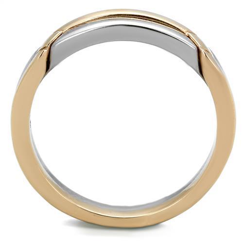 Two Tone IP Rose Gold Stainless Steel Ring with No Stone TK2031