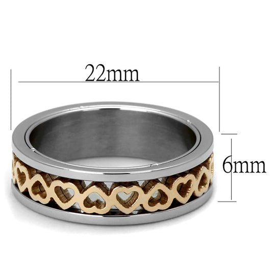 Two Tone IP Rose Gold Stainless Steel Ring with No Stone TK2398