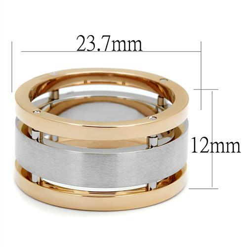 Two Tone IP Rose Gold Stainless Steel Ring with No Stone TK2402