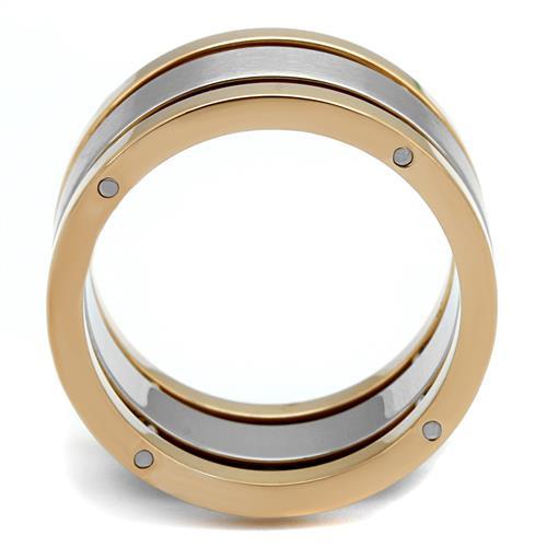 Two Tone IP Rose Gold Stainless Steel Ring with No Stone TK2402