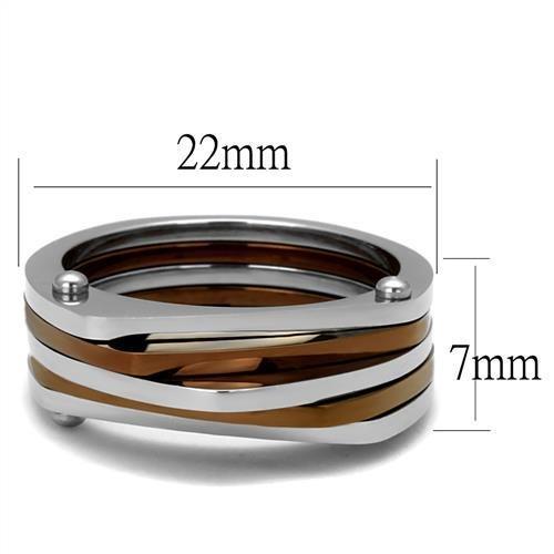 Two Tone IP Light Brown (IP Light coffee) Stainless Steel Ring with No Stone TK2404