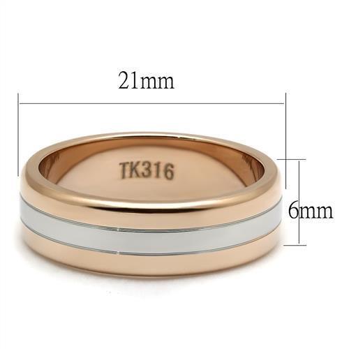 Two Tone IP Rose Gold Stainless Steel Ring with No Stone TK2569