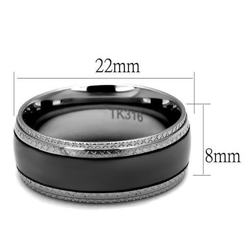Two Tone IP Light Black (IP Gun) Stainless Steel Ring with No Stone TK2580